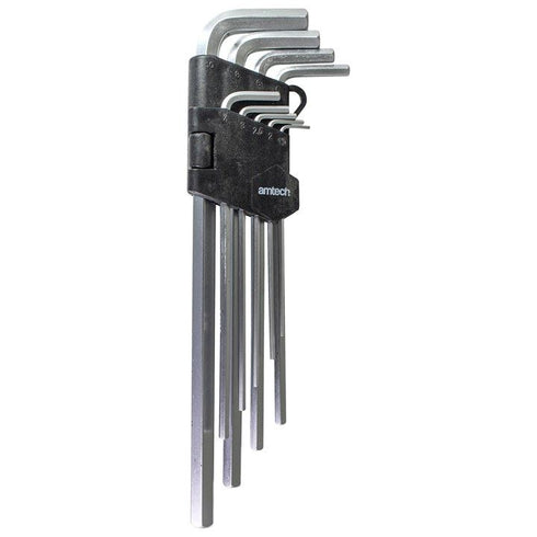 Extra Long Hex Key Set - AMTECH 9PC Metric 1.5-10MM I8778