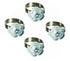 SET OF 4 SILVER PLATED NAPKIN HOLDER WITH CLEAR ACRYLIC STONES FLOWER. 101143FLOWER