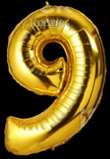 Gold Number 9 Balloon - GSD Giant 86cm Foil Decoration