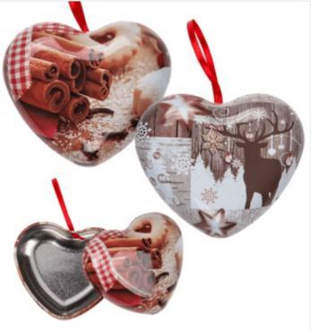 CHRISTMAS TIN BOX IN HEART SHAPE ASSORTED. OB946225