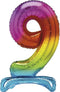 Giant Number 9 Balloon - 76cm Rainbow Foil for Parties | UNI13269