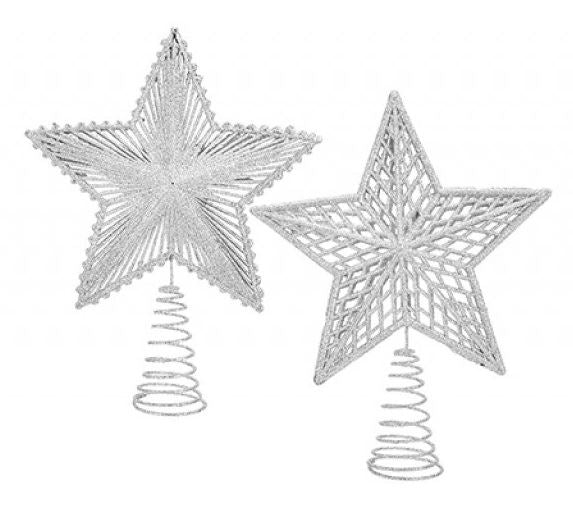 SNOW WHITE SILVER LARGE STAR TREE TOPPER 24CM. PI512021S