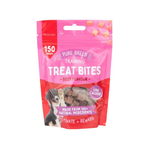 PURE BREED DRY BEEF FLAVOUR TREAT BITES 100GM. OL323889