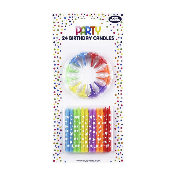 Star Multicolored Candles - EUROWRAP 24 Pack | 33703-MC