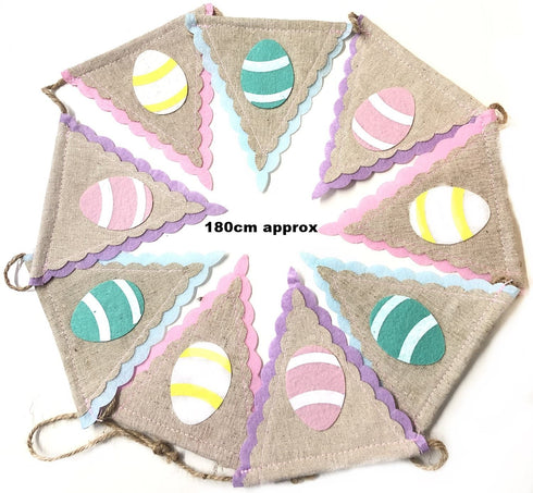 JUTE HESSAIN EASTER PARTY BUNTING DECORATION 180CM. EA0113