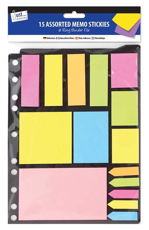 JUST STATIONERY NEON MEMO STICKERS ON RING BINDER FOLDER. 5928