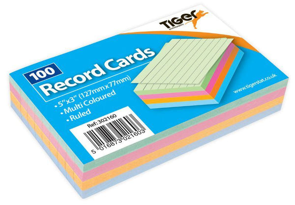Record Cards 5x3 - Tiger Colour 100 Sheets T302160