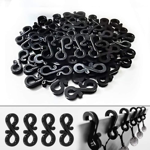 25 BLACK S SHAPE MINI GUTTER LIGHT HOOKS CLIP. FF0125BLR