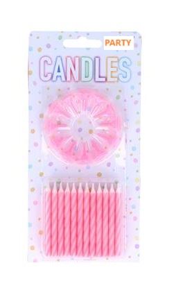EUROWRAP CAKE CANDLE SET PINK. 12630-PCC