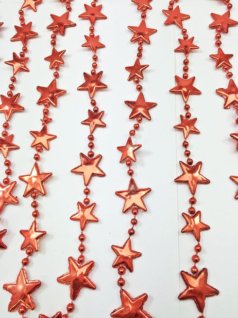 STAR BEAD CHAIN GARLAND 2.7M RED IDEAL FOR TREE ROOM DECORATIONS ( 54126). PI451910R