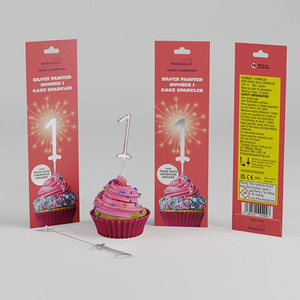 TRAFALGAR SILVER PAINTED CAKE SPARKLER - NO 1. CR-92996