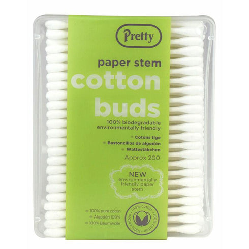 PRETTY 200 PAPER STEM BIODEGRADABLE COTTON BUDS 12/PK. 10933-013