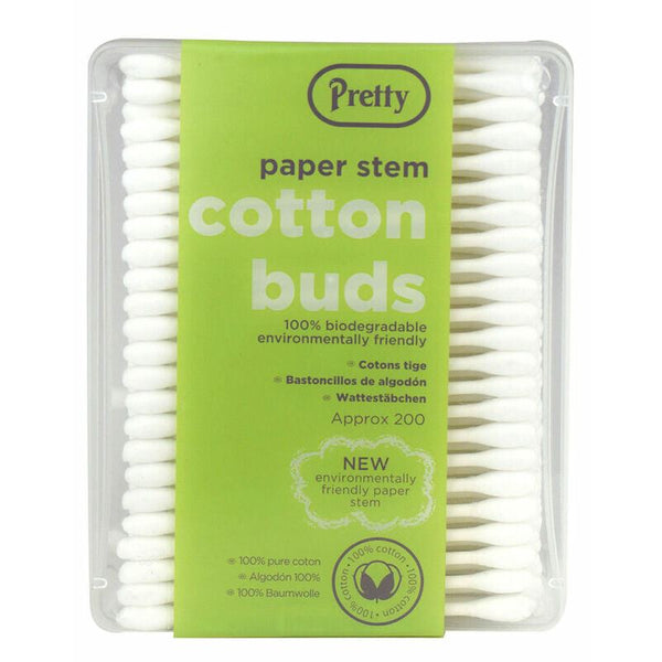 PRETTY 200 PAPER STEM BIODEGRADABLE COTTON BUDS 12/PK. 10933-013