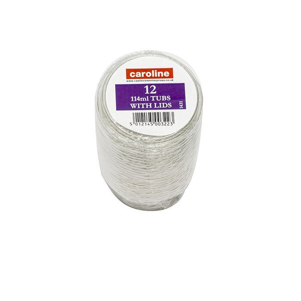 CAROLINE ROUND PLASTIC TUB WITH LID 12 PK 114ML. CV1431