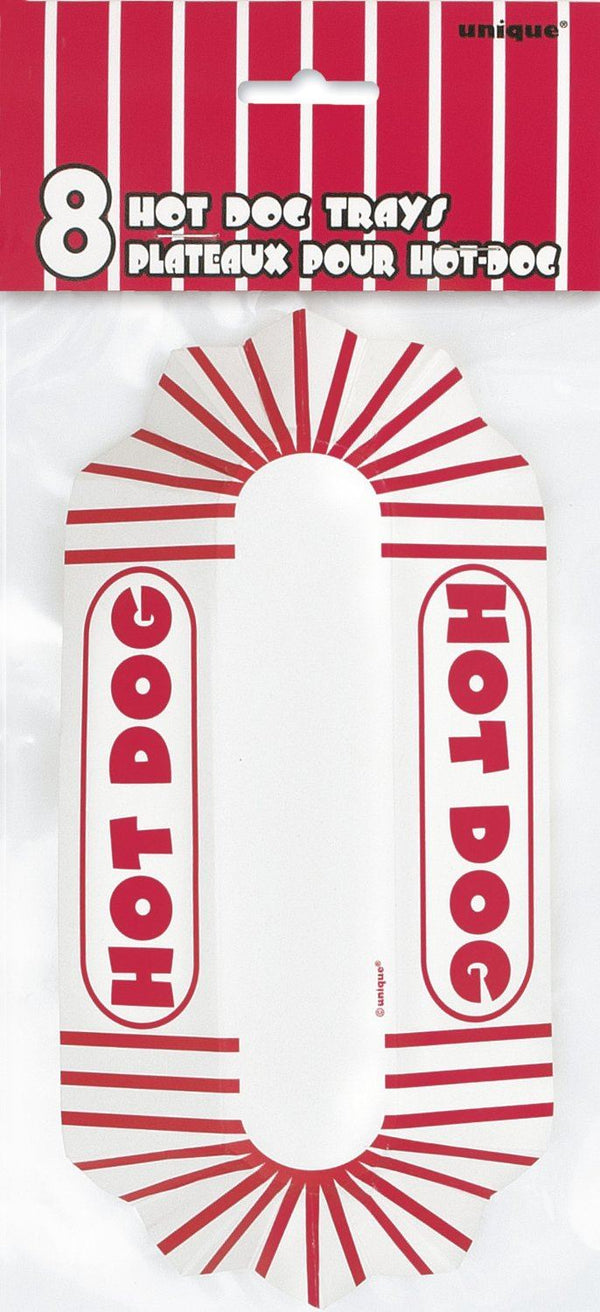 Disposable Paper Trays for Hot Dogs - Retro Party BBQ Essentials