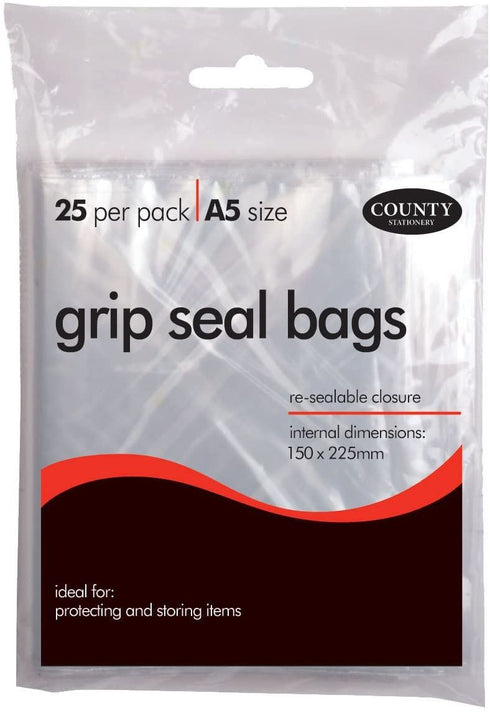 A5 Grip Seal Bags - 150x225mm Pack of 25 - C147