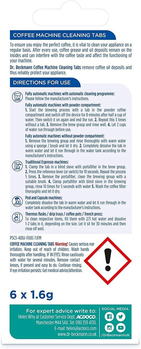 Coffee Machine Cleaner - DR BECKMANN Cleaning Tabs 9021