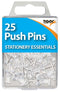 Clear Push Pins - 25 Tiger Essentials T302130 for Office & Home