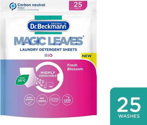 DR BECKMANN MAGIC LEAVES LAUNDRY DETERGENT SHEETS BIO 25 SHEET. 2001