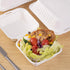WHITE BAGASSE BIODEGRADABLE CLAMSHELL BOXES 6 X 6" 50/PK BURGER BOX. 09810-BQ1