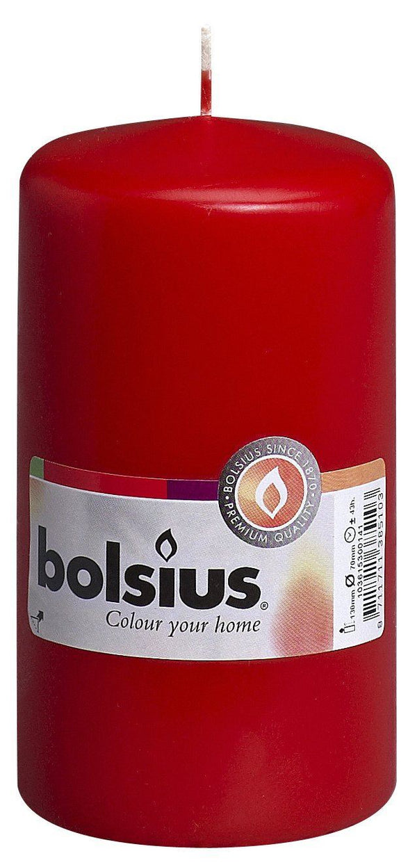 BOLSIUS PILLAR CANDLE RED 130MM X 70MM. 103615300141