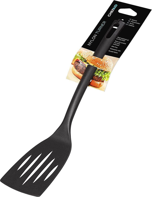 Black Kitchen Turner - CHEF AID 10E02403 Durable Cooking Spatula