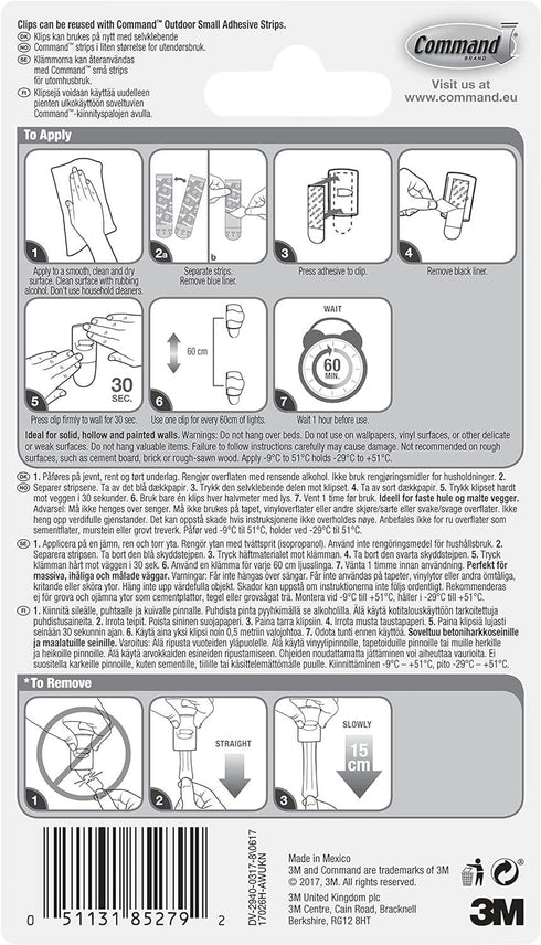 20 COMMAND OUTDOOR DECORATIONG CLIPS CLEAR. 17026H 852792