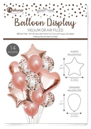 EUROWRAP 14 PIECE BALLOON SET ROSE GOLD APX 45 X 45 CM. 28854-RGCC