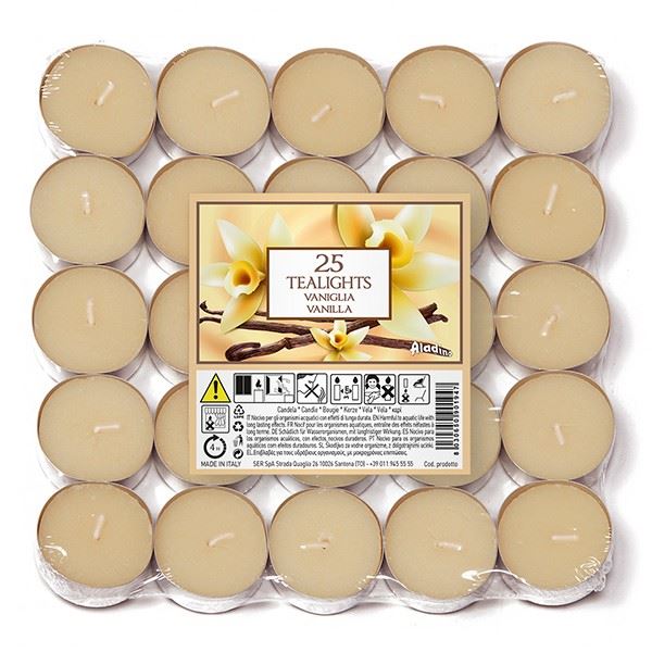 ALADINO VANILLA TEALIGHT CANDLE 4HRS 25/PK. 021935D 251718