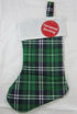 FANCY CHRISTMAS / XMAS TARTAN STOCKING - GREEN BLACK WHITE DESIGN ( I.E SANTA SACK IDEAL PRE- CHRIST. 9688G