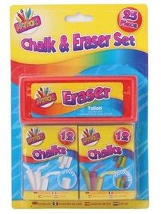 Chalk and Eraser Set - 25 PCS FUN CHALK & ERASER SET TA5352