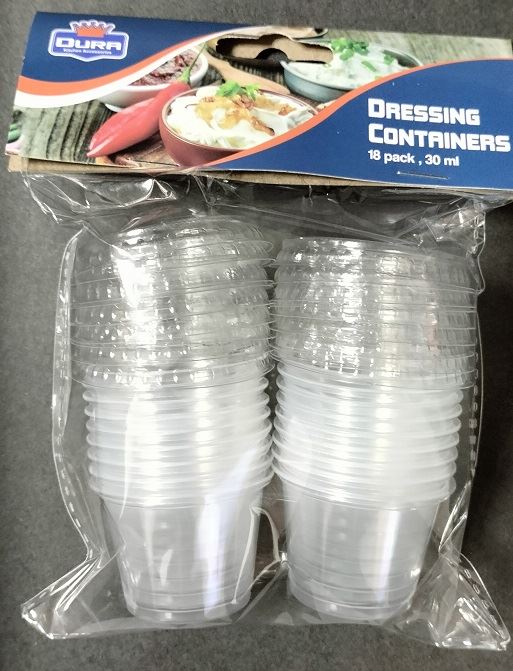 DURA DRESSING CONTAINERS / SAUCE POTS WITH LIDS 18/PK. DE042