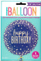 Happy Birthday Balloon - Unique Blue Confetti Foil 18"
