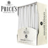 PRICES WHITE TAPERED DINNER CANDLE UNWRAPPED 7HRS 50/PK. TDC005028 327438