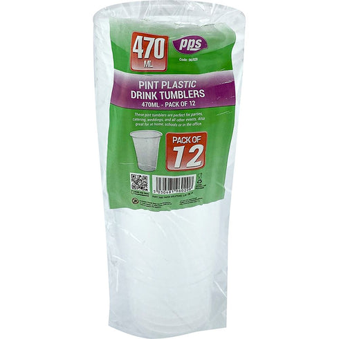 Plastic Tumblers Pack - PPS Pint Glasses 12/PK PPS96020