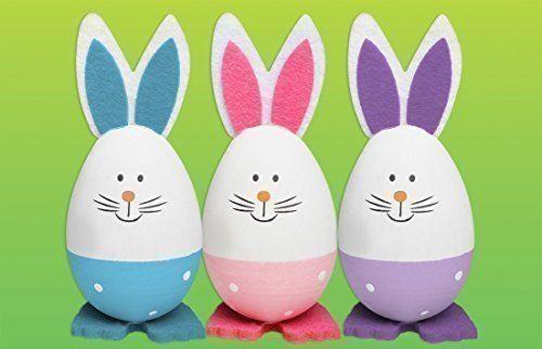3 SPOTTY BUNNY CHARACTER EGGS EASTER BONNET PARTY DECORATION KIDS PINK BLUE PURPLE. DP06345PINK
