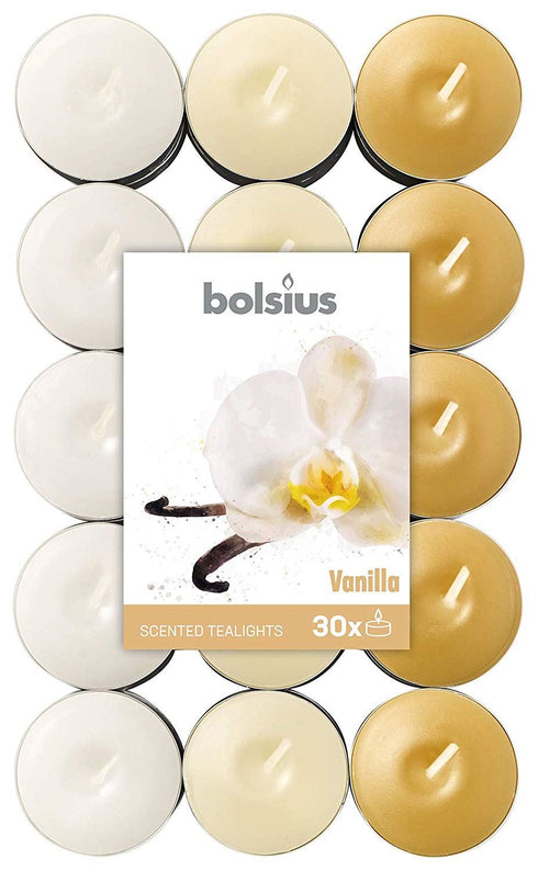 BOLSIUS SCENTED TEALIGHT CANDLES 4HRS 30/PK - VANILA. CN5414