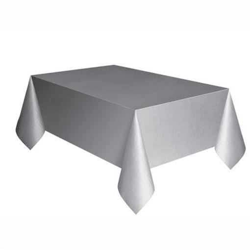 Silver Table Cover - Caroline Plastic 54x108 Inch Protection