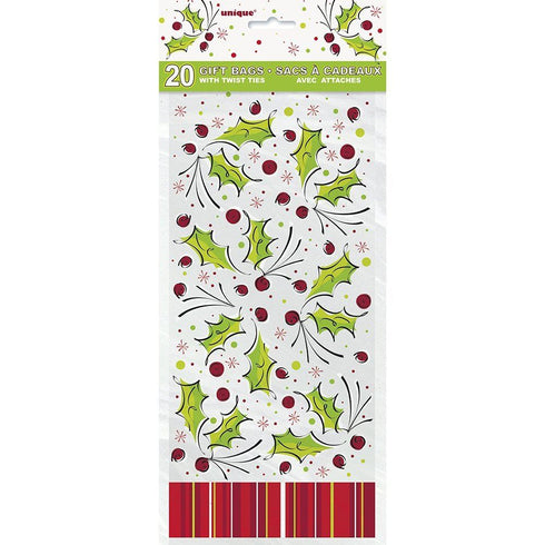 20 CHRISTMAS HOLLY POP CELLO BAGS. UNI44459