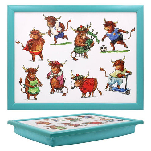 HIGHLAND COW LAPTRAY WITH BEAN BAG FOR SERVING DISHES. LP74905