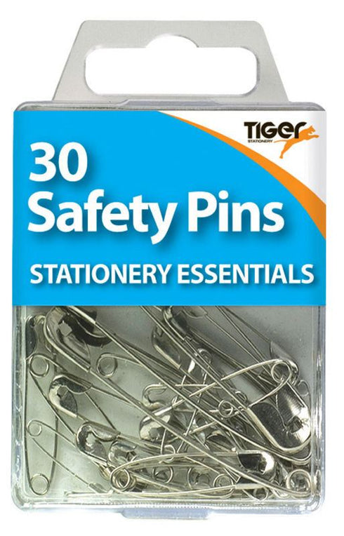 Safety Pins Steel - 30 Tiger Essential T301585 Durable Pins