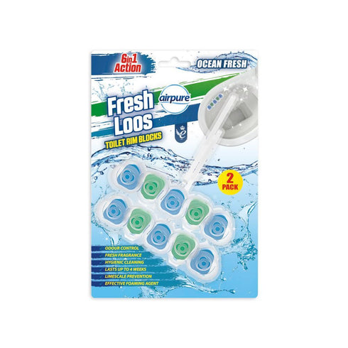 Toilet Rim Blocks - AIRPURE Fresh Loos 6 in 1, 2 Pack FLRB294