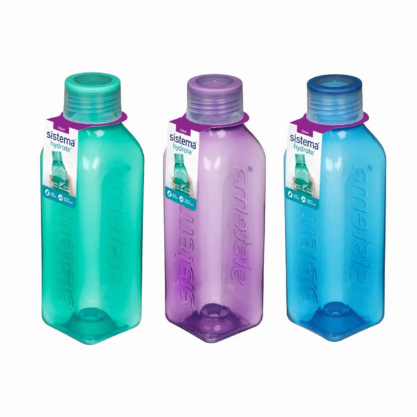 SISTEMA SQUARE ASSORTED COLOUR WATER BOTTLE 725ML. SIS880