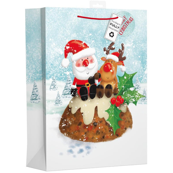 GIFTMAKER CHRISTAMS SANTA & REINDEER EXTRA LARGE GIFT BAGS APX 47 X 33 CM. XANGB02X