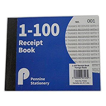 RECEIPT BOOK 1 TO 100 HALF SIZE. P1022