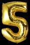 Gold Number 5 Balloon - GSD Giant 86cm Foil Decoration