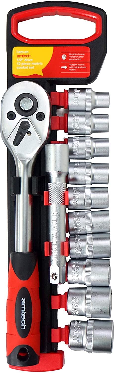 Metric Wrench Set - AMTECH 1/2" Drive 12 Pcs Chrome Vanadium Steel