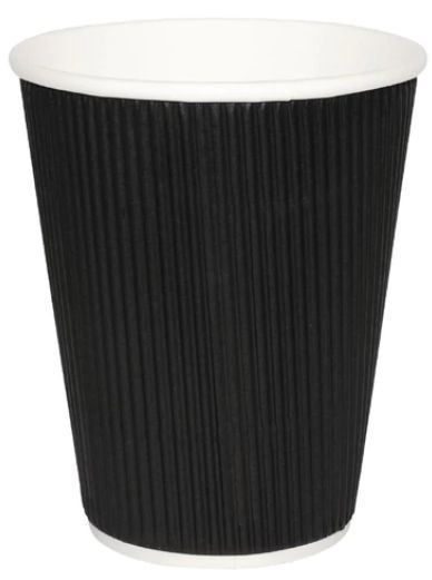 Ripple Wall Cups - Black Kraft 12oz Hot Drink Cups 25 Pack