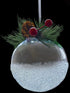 CLEAR FROST BAUBLE WITH SNOW 8 CENTIMETRE. 55131