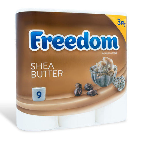FREEDOM 3 PLY TOILET ROLLS SHEA BUTTER PACK OF 5 X 9 ROLLS. F0905T3NSBN01 FRT39SH